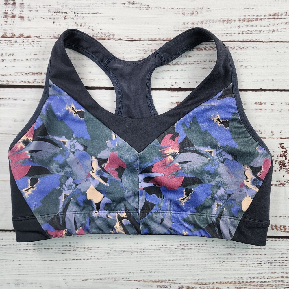 Patagonia Wild Trails Sports Bra Womens S Blue Floral Racerback 32045